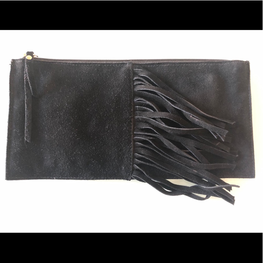 The Limited black fringe clutch